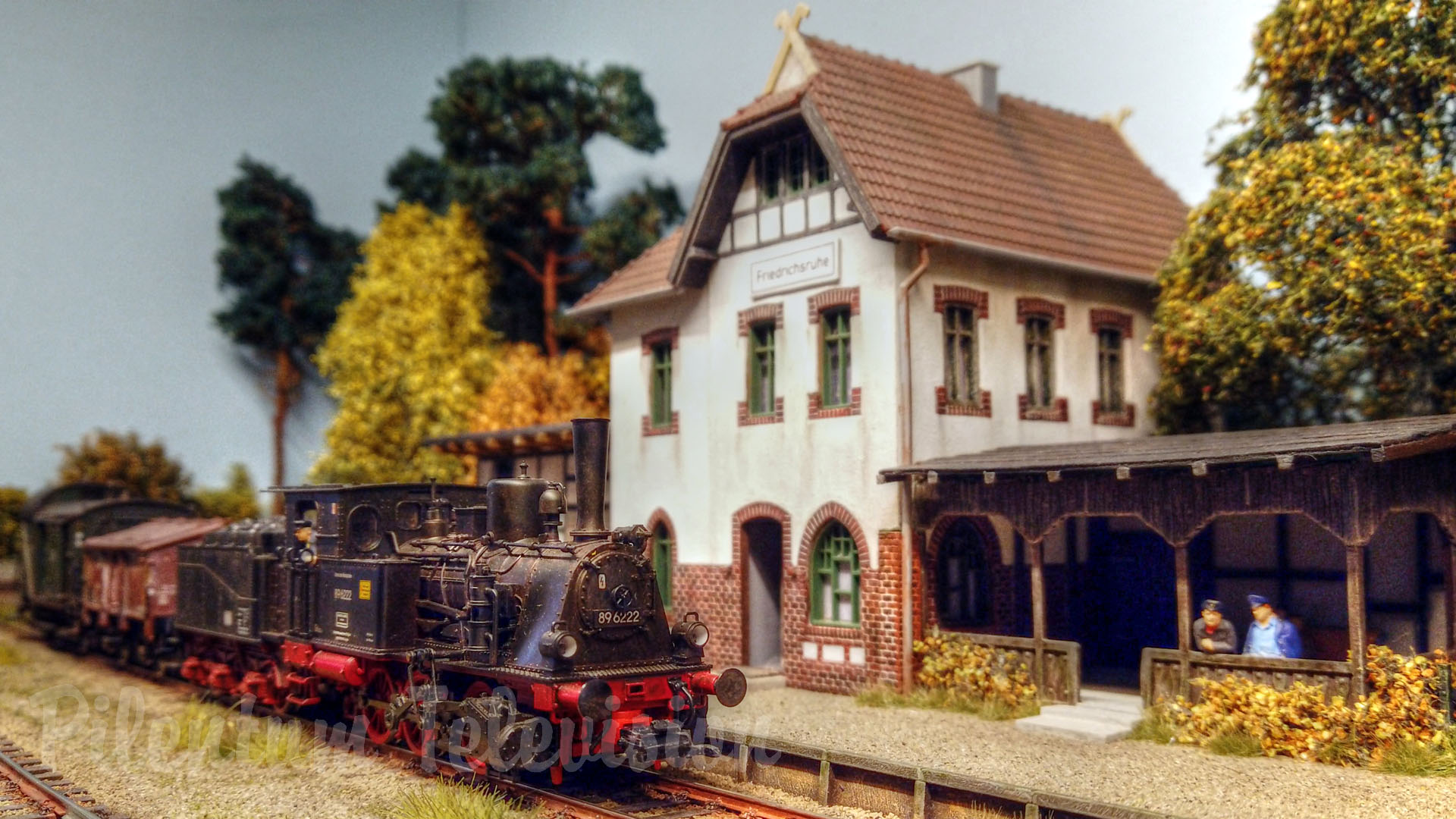 Beautiful model railway of steam trains and steam locomotives used in East Germany