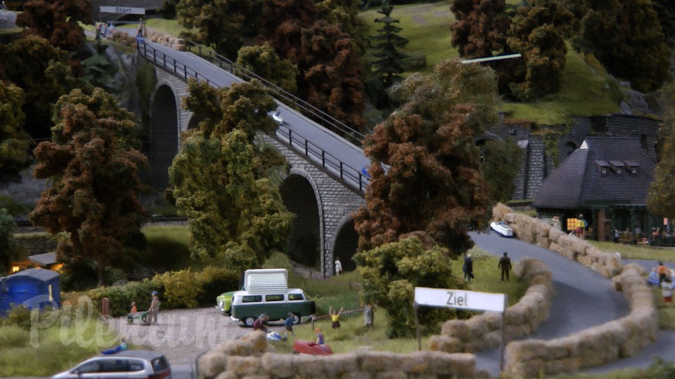 Porsche Model Railroad Museum with Model trains in HO Scale