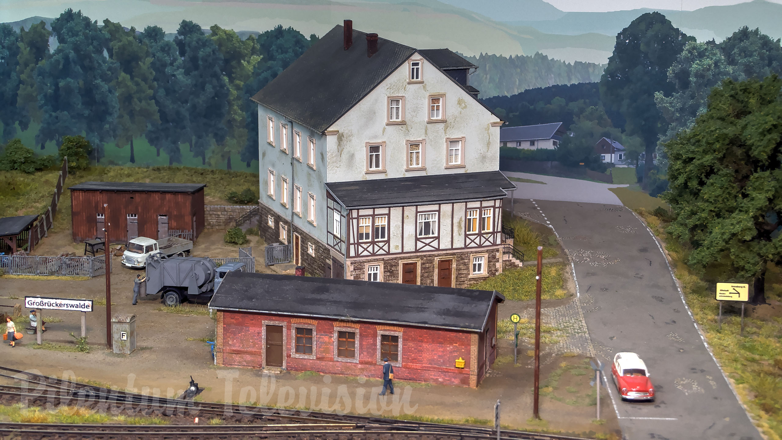 Beautiful model railroad of steam locomotives and steam trains used in East Germany (Saxon IV K)