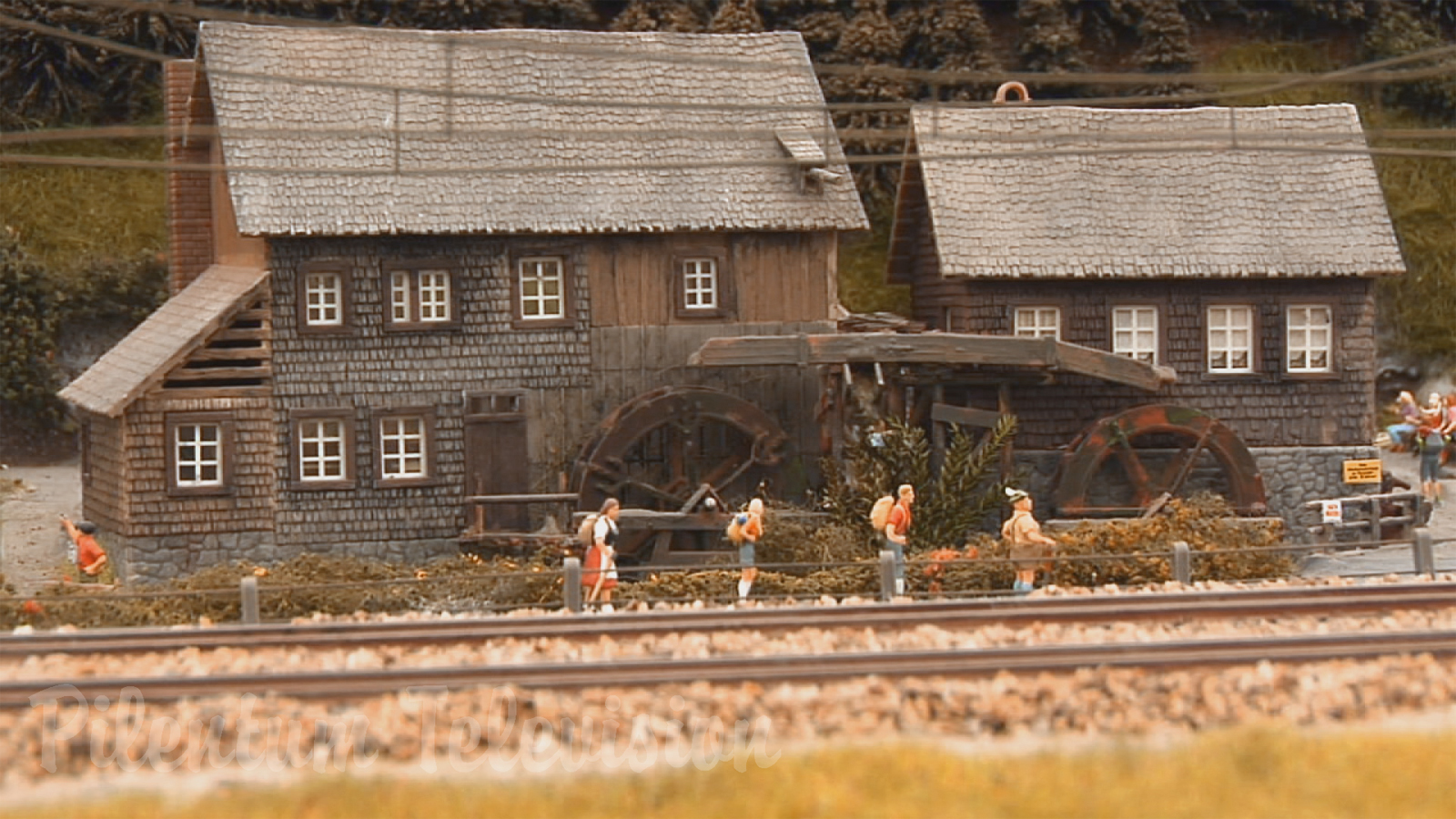 Model trains in action on HO scale layout modules