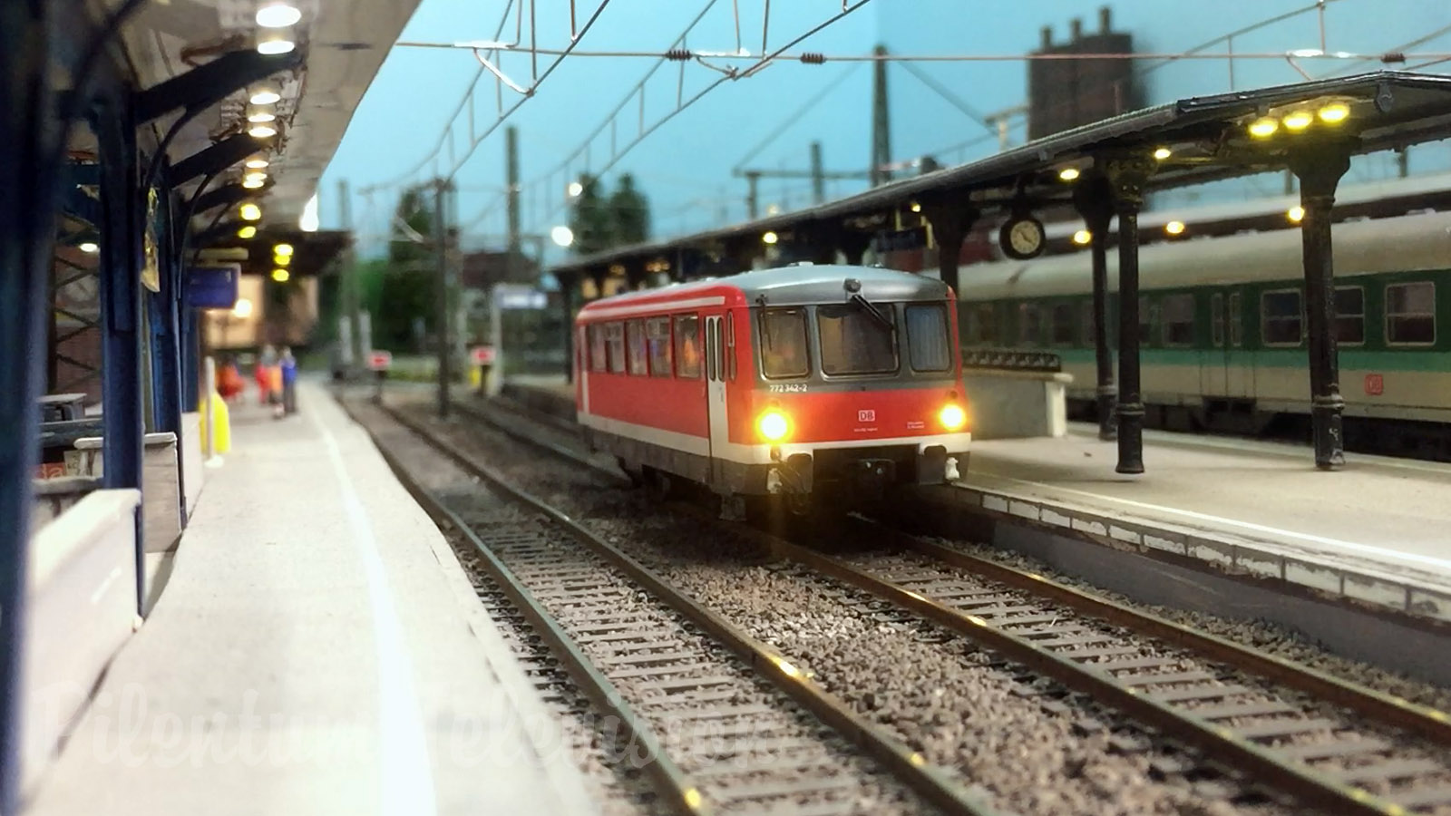 Model trains and model railroad layout of the national railway company of Germany in HO scale