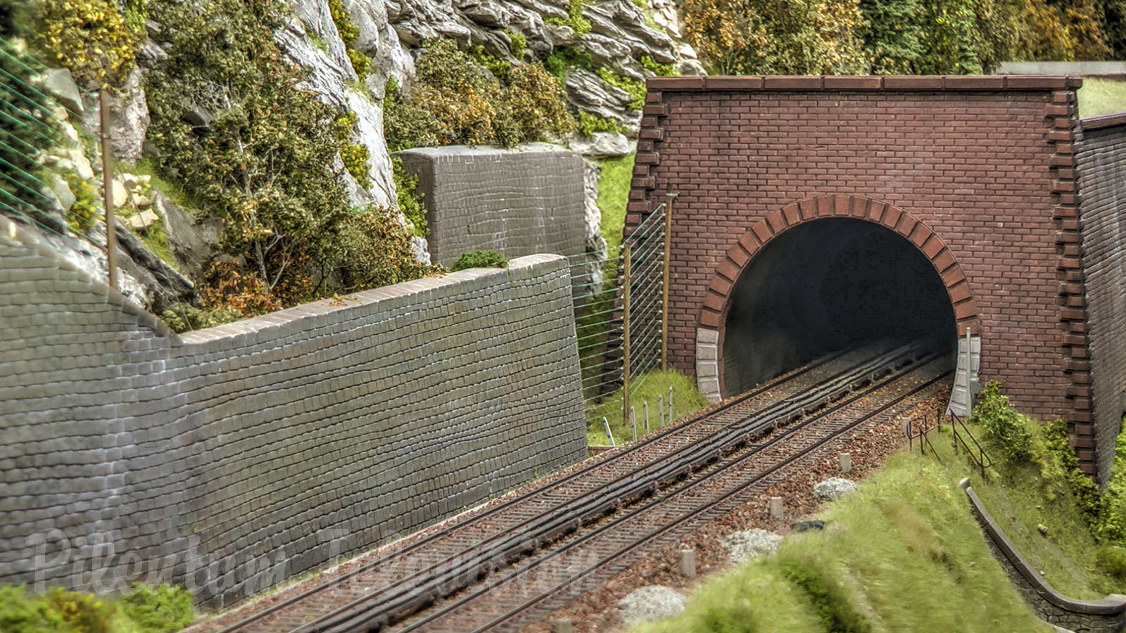 One of the nearly realistic French model railroad layouts - HO scale model trains of SNCF in France