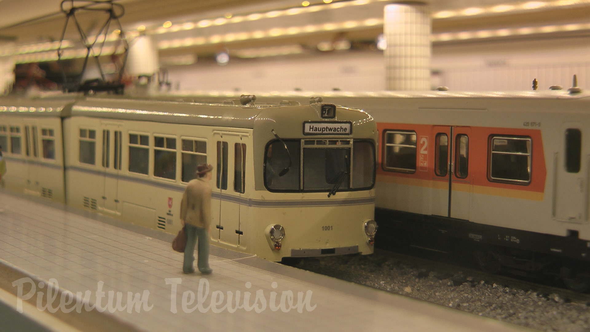 Scale Model of a Metro Station with Underground, Subway and Rapid Transit Trains in HO Scale